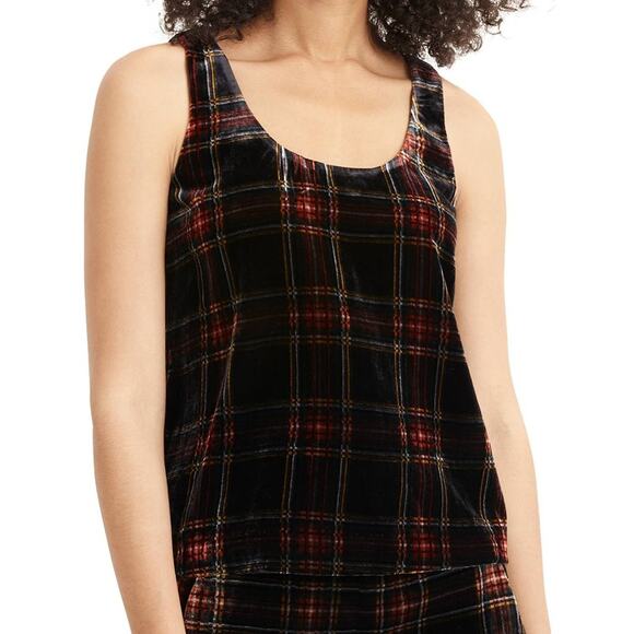 J.CREW Women's Stewart Tartan Plaid Velvet Tank Top Size 2 Sleeveless Holiday - Picture 1 of 9